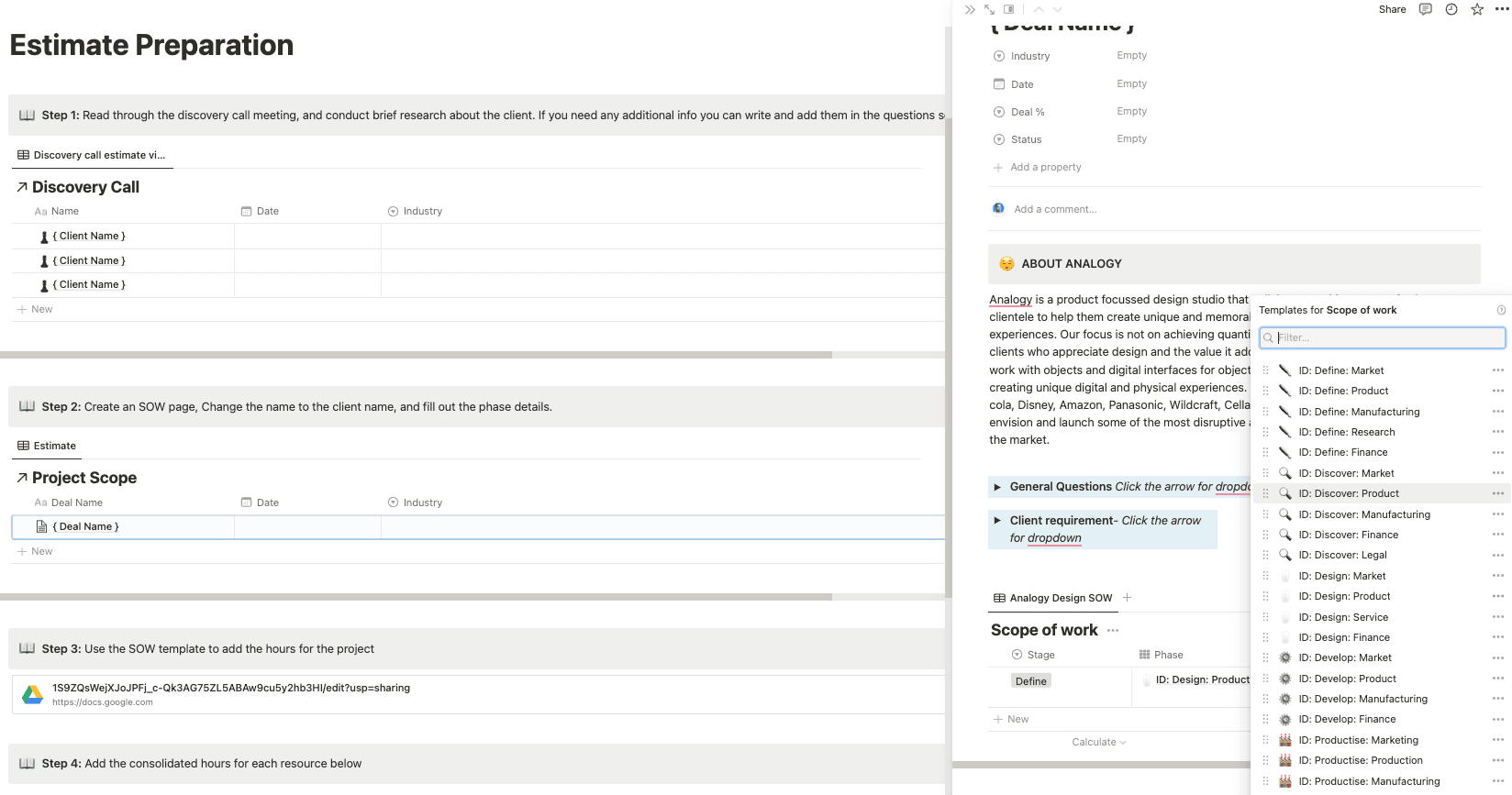 A preparation workspace for bringing scope, evidence, and action items together before a decision.