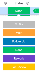 A compact status menu for a delivery workflow.